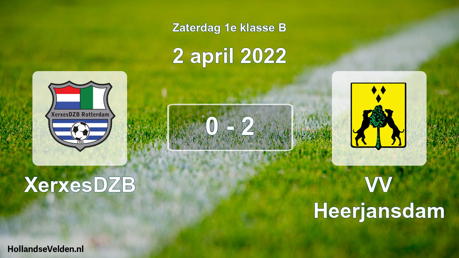 Gespeelde wedstrijd: XerxesDZB - VV Heerjansdam 0 - 2 (2 april 2022)