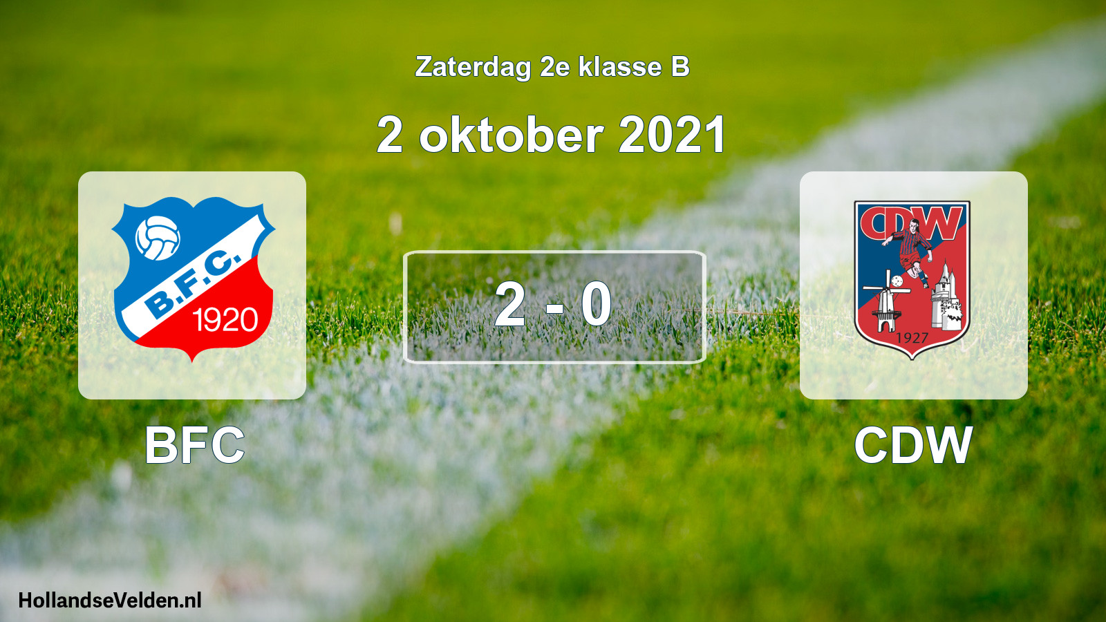 Gespeelde wedstrijd: BFC - CDW 2 - 0 (2 oktober 2021)