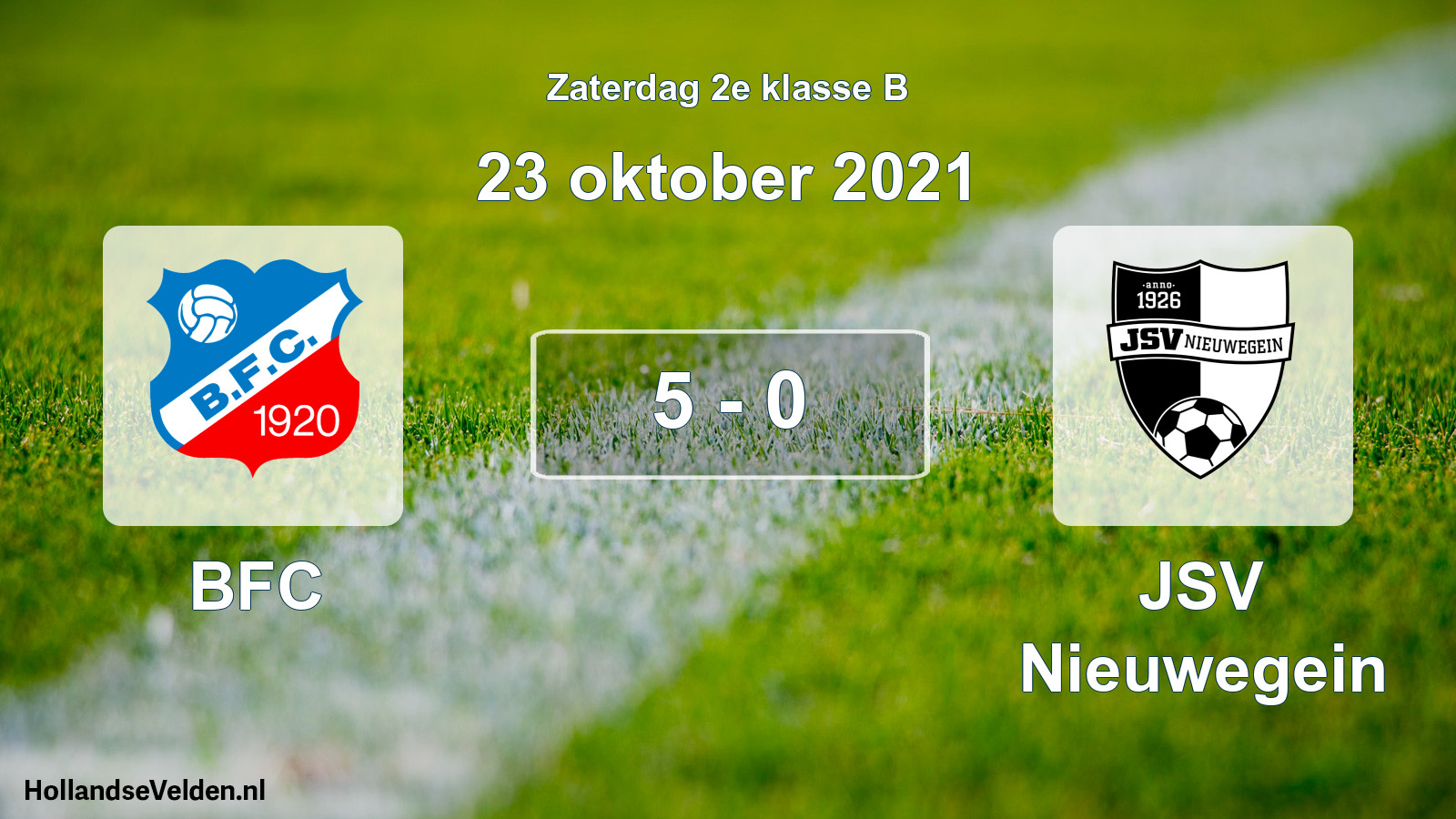 Gespeelde wedstrijd: BFC - JSV Nieuwegein 5 - 0 (23 oktober 2021)