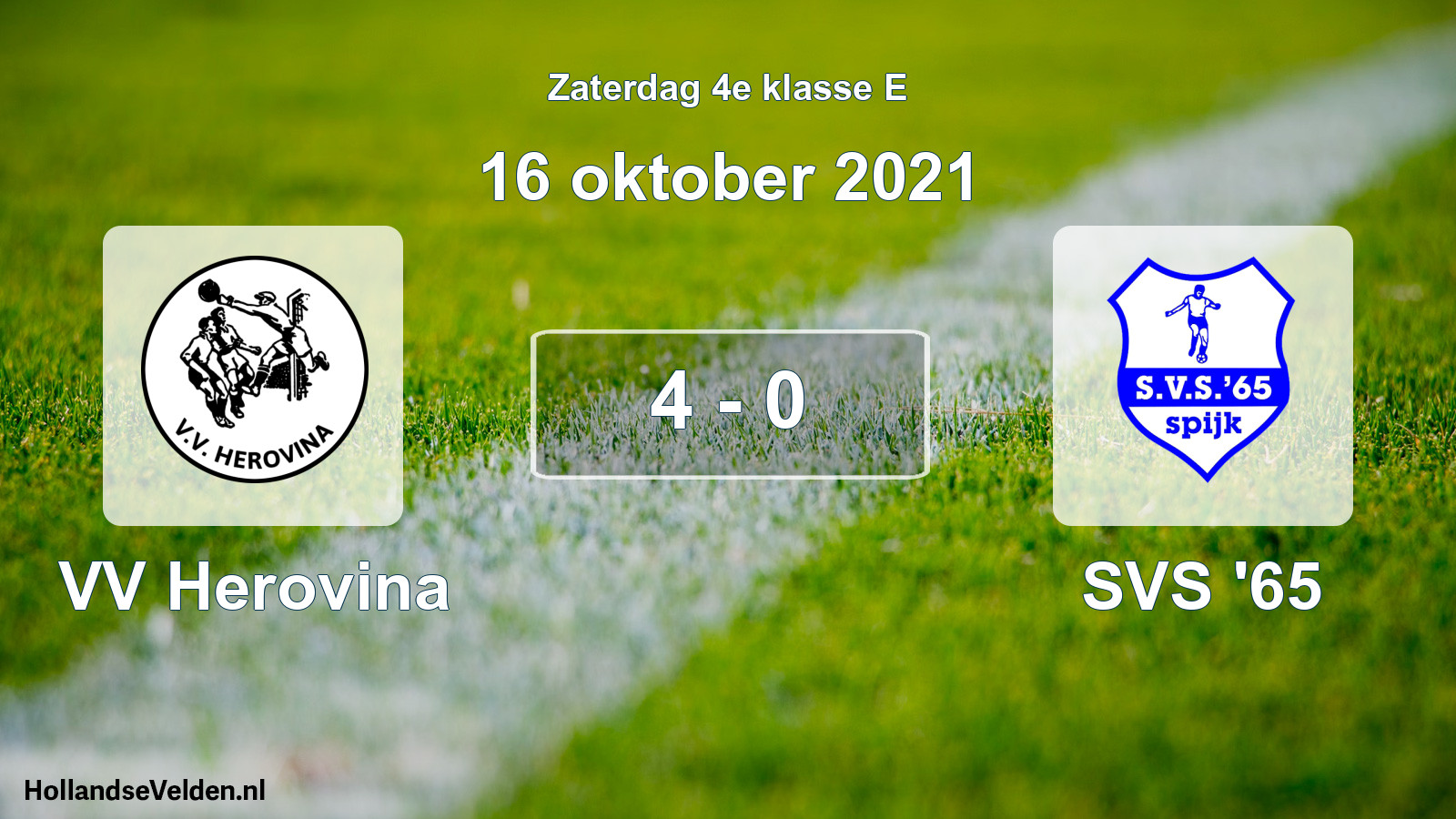 Gespeelde wedstrijd: VV Herovina - SVS '65 4 - 0 (16 oktober 2021)