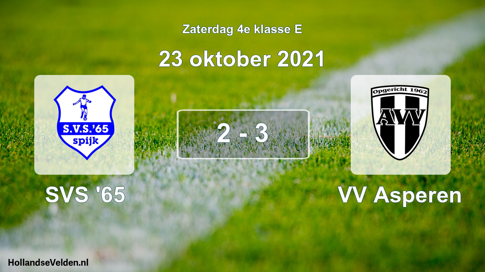 Gespeelde wedstrijd: SVS '65 - VV Asperen 2 - 3 (23 oktober 2021)