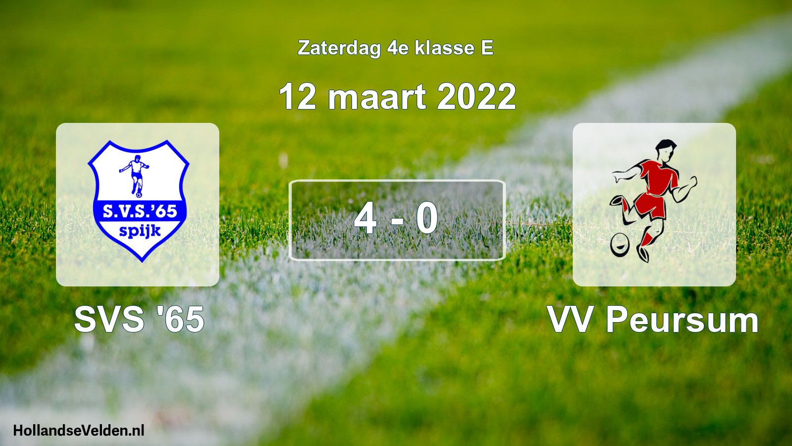 Gespeelde wedstrijd: SVS '65 - VV Peursum 4 - 0 (12 maart 2022)