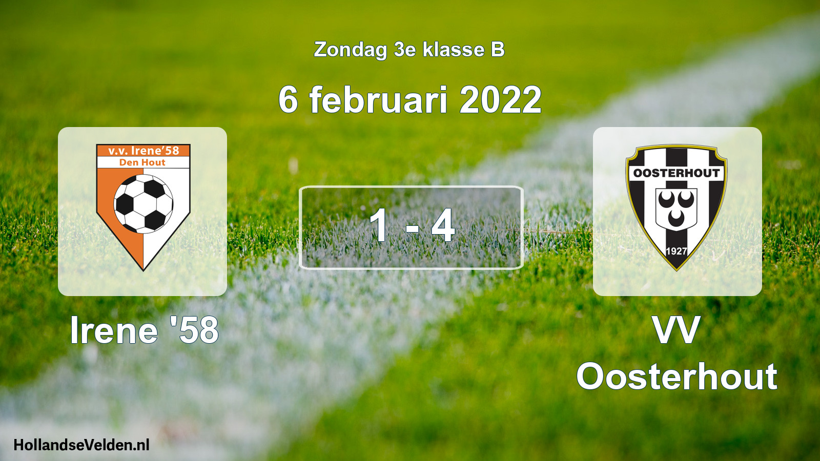 Gespeelde wedstrijd: Irene '58 - VV Oosterhout 1 - 4 (6 februari 2022)