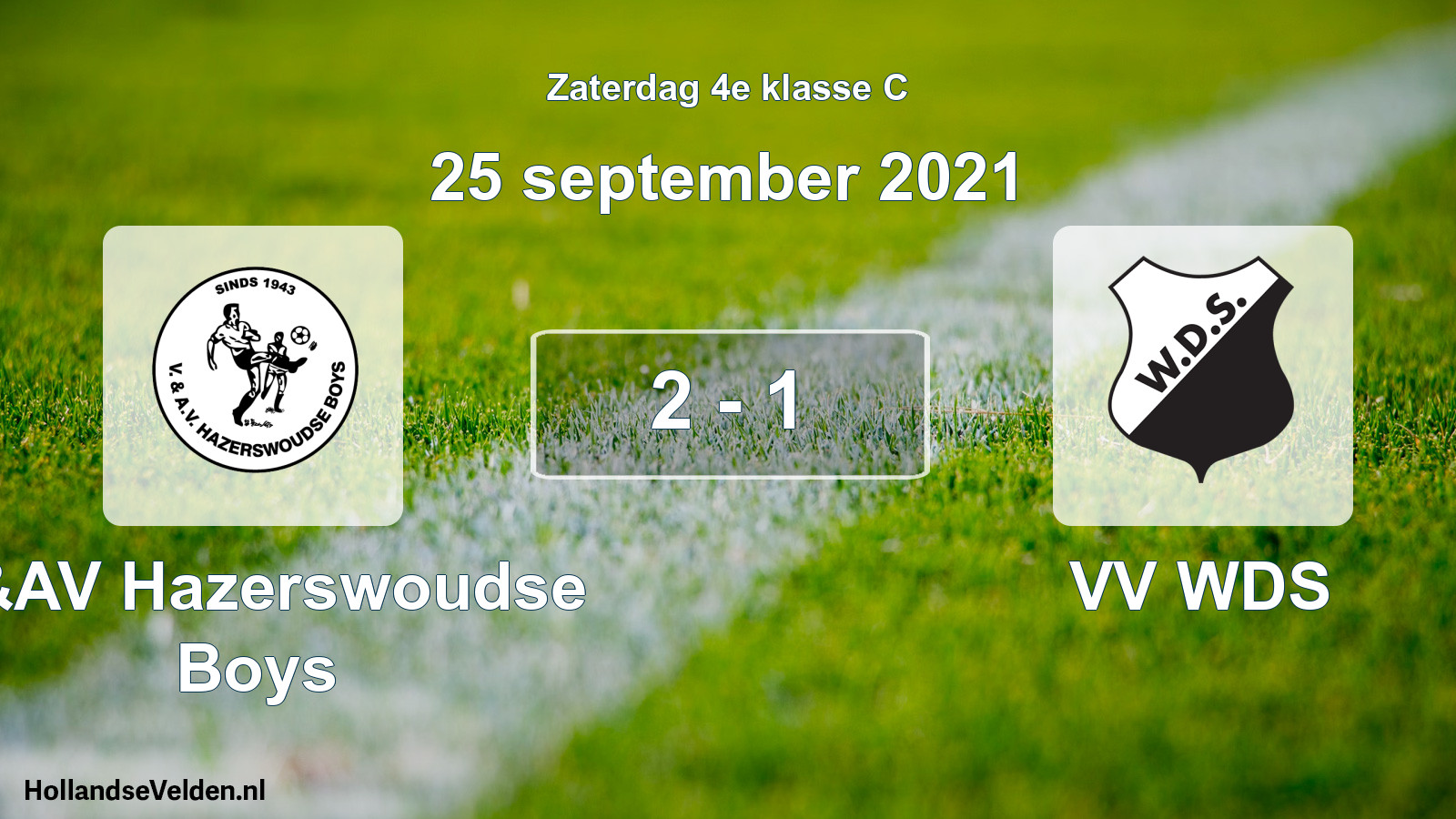 Gespeelde wedstrijd: V&AV Hazerswoudse Boys - VV WDS 2 - 1 (25 september 2021)