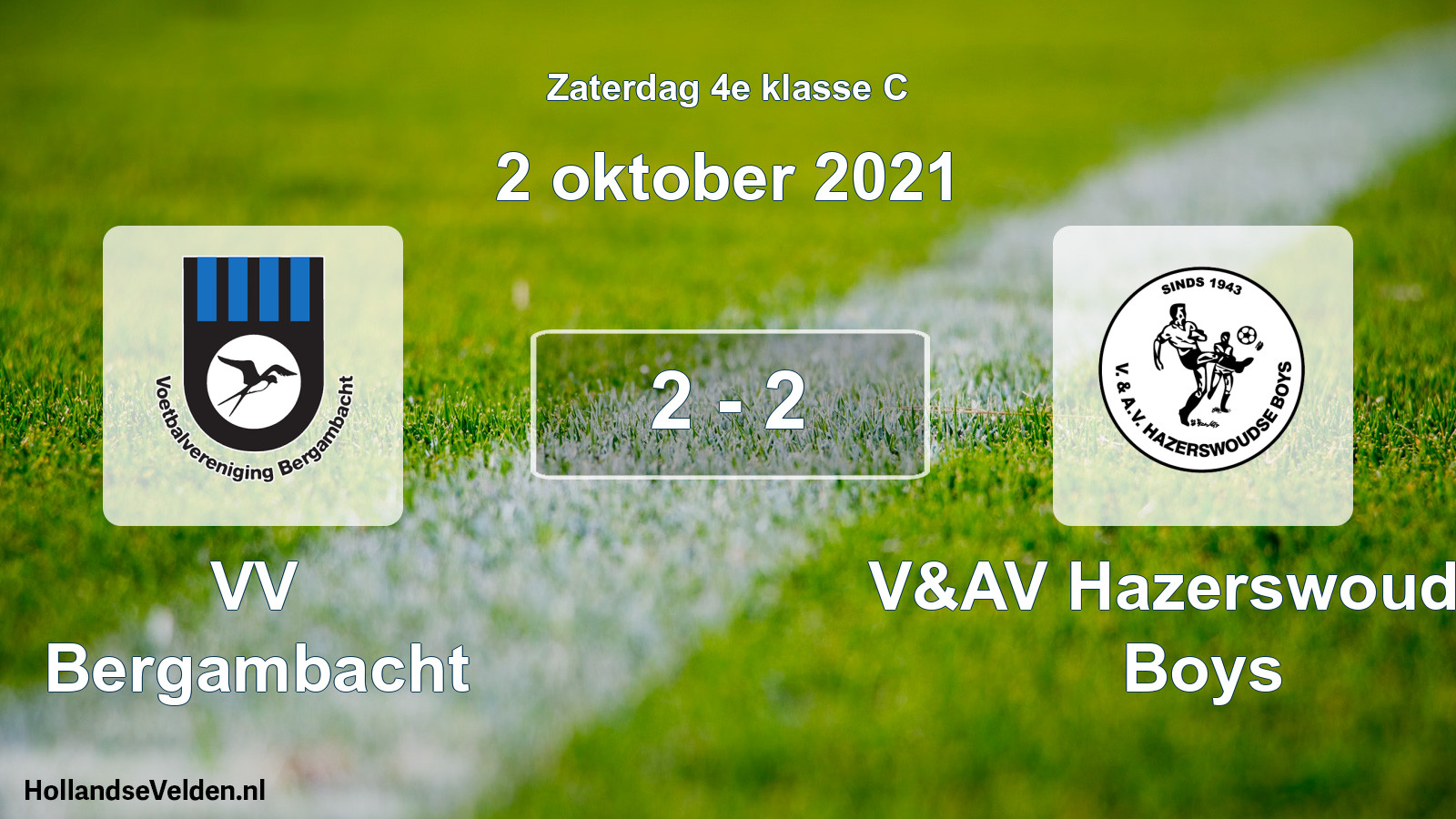Gespeelde wedstrijd: VV Bergambacht - V&AV Hazerswoudse Boys 2 - 2 (2 oktober 2021)