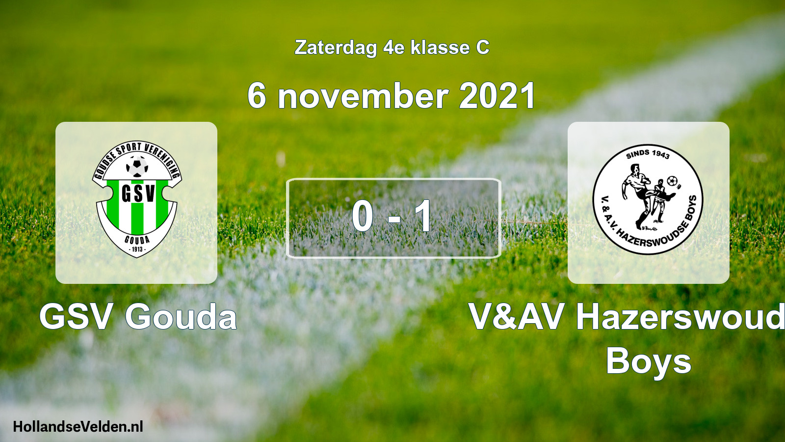 Gespeelde wedstrijd: GSV Gouda - V&AV Hazerswoudse Boys 0 - 1 (6 november 2021)