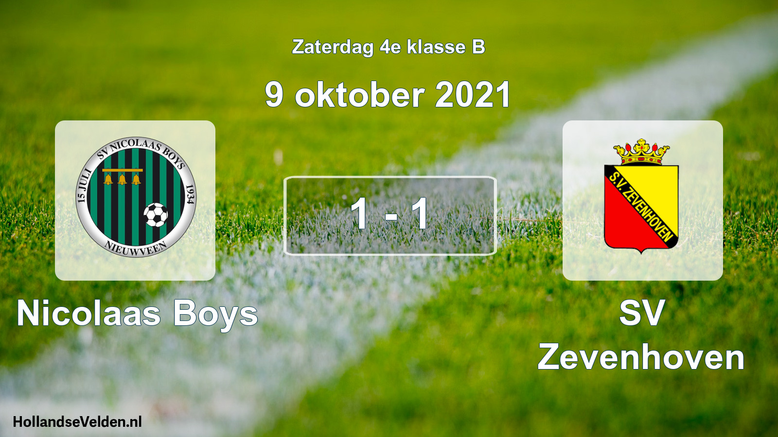 Gespeelde wedstrijd: Nicolaas Boys - SV Zevenhoven 1 - 1 (9 oktober 2021)