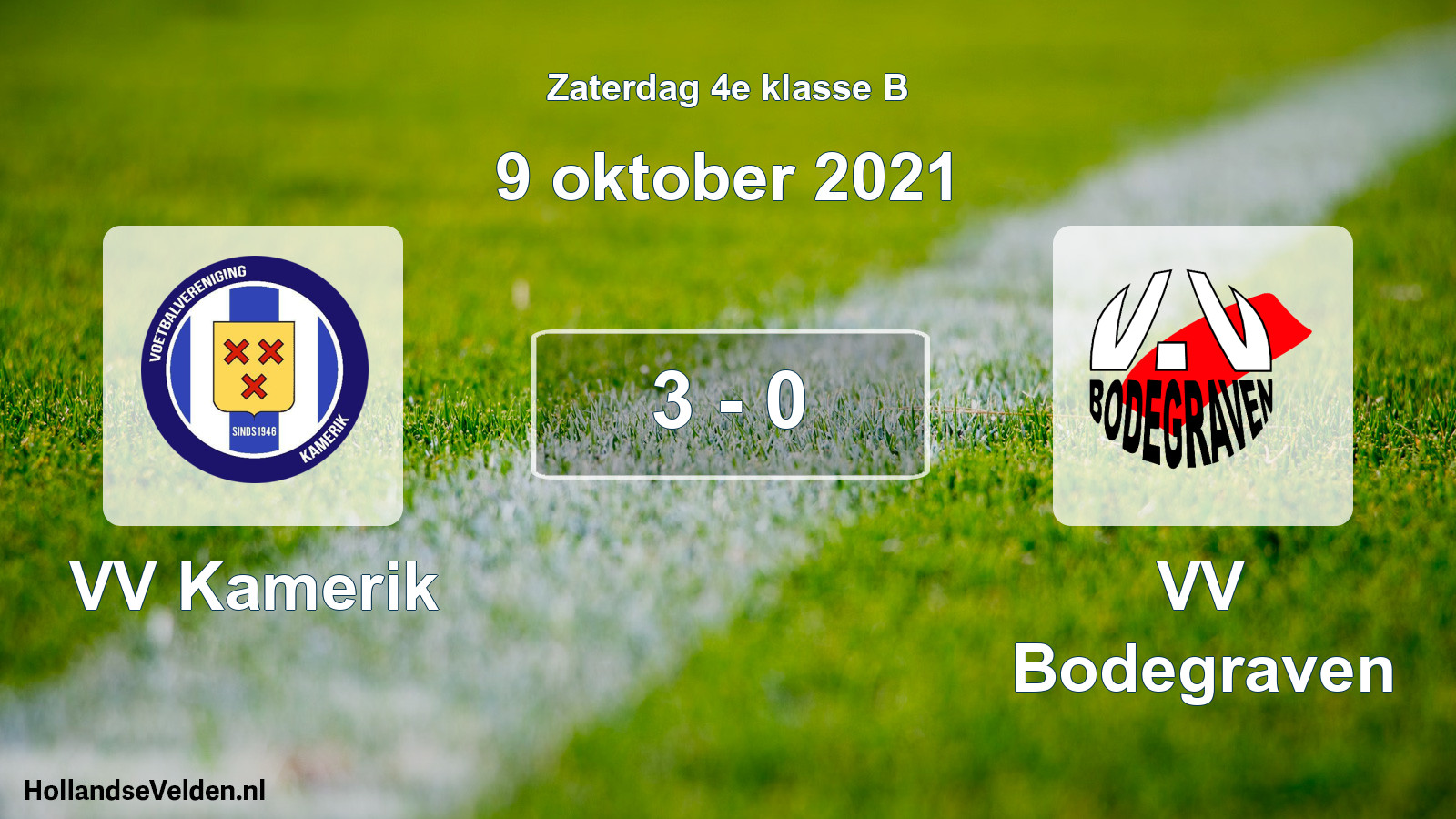 Gespeelde wedstrijd: VV Kamerik - VV Bodegraven 3 - 0 (9 oktober 2021)