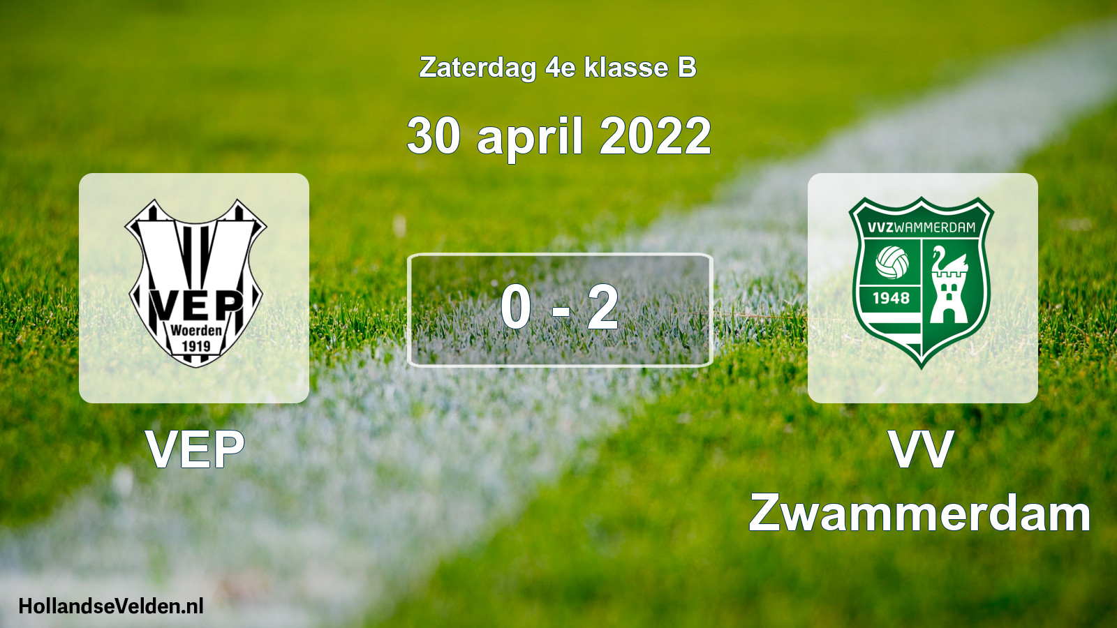 Gespeelde wedstrijd: VEP - VV Zwammerdam 0 - 2 (30 april 2022)