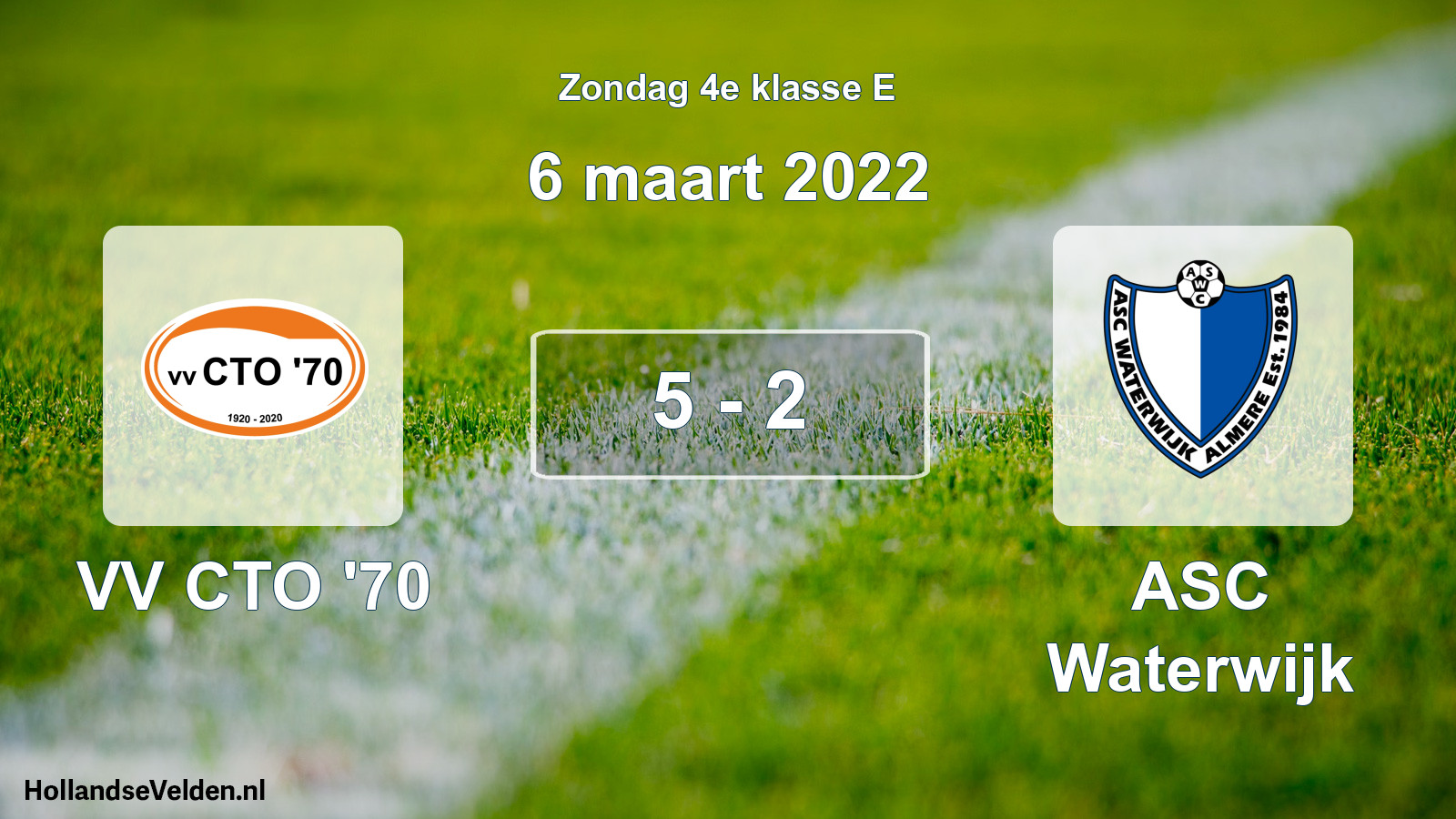 Gespeelde wedstrijd: VV CTO '70 - ASC Waterwijk 5 - 2 (6 maart 2022)