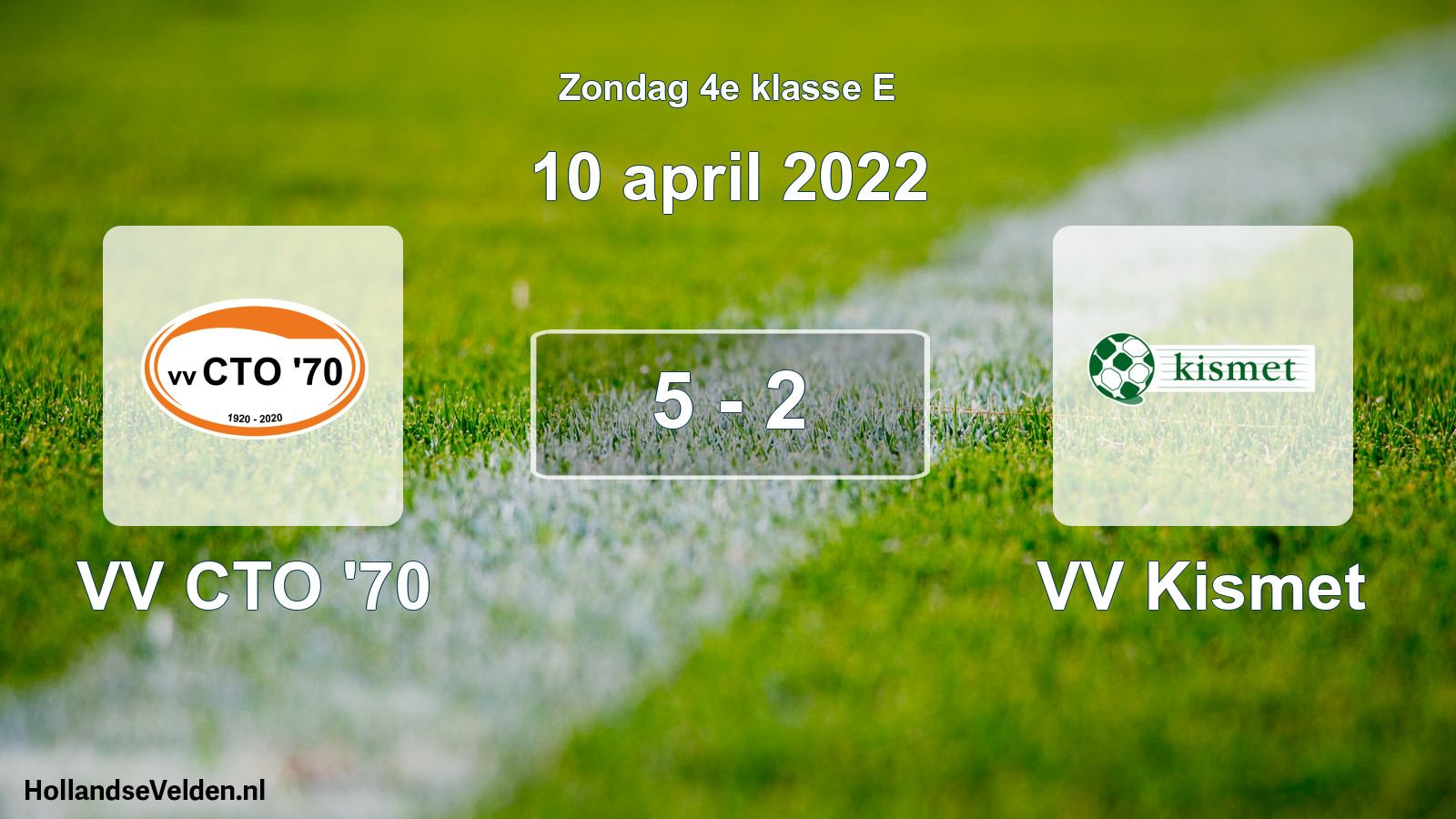 Gespeelde wedstrijd: VV CTO '70 - VV Kismet 5 - 2 (10 april 2022)