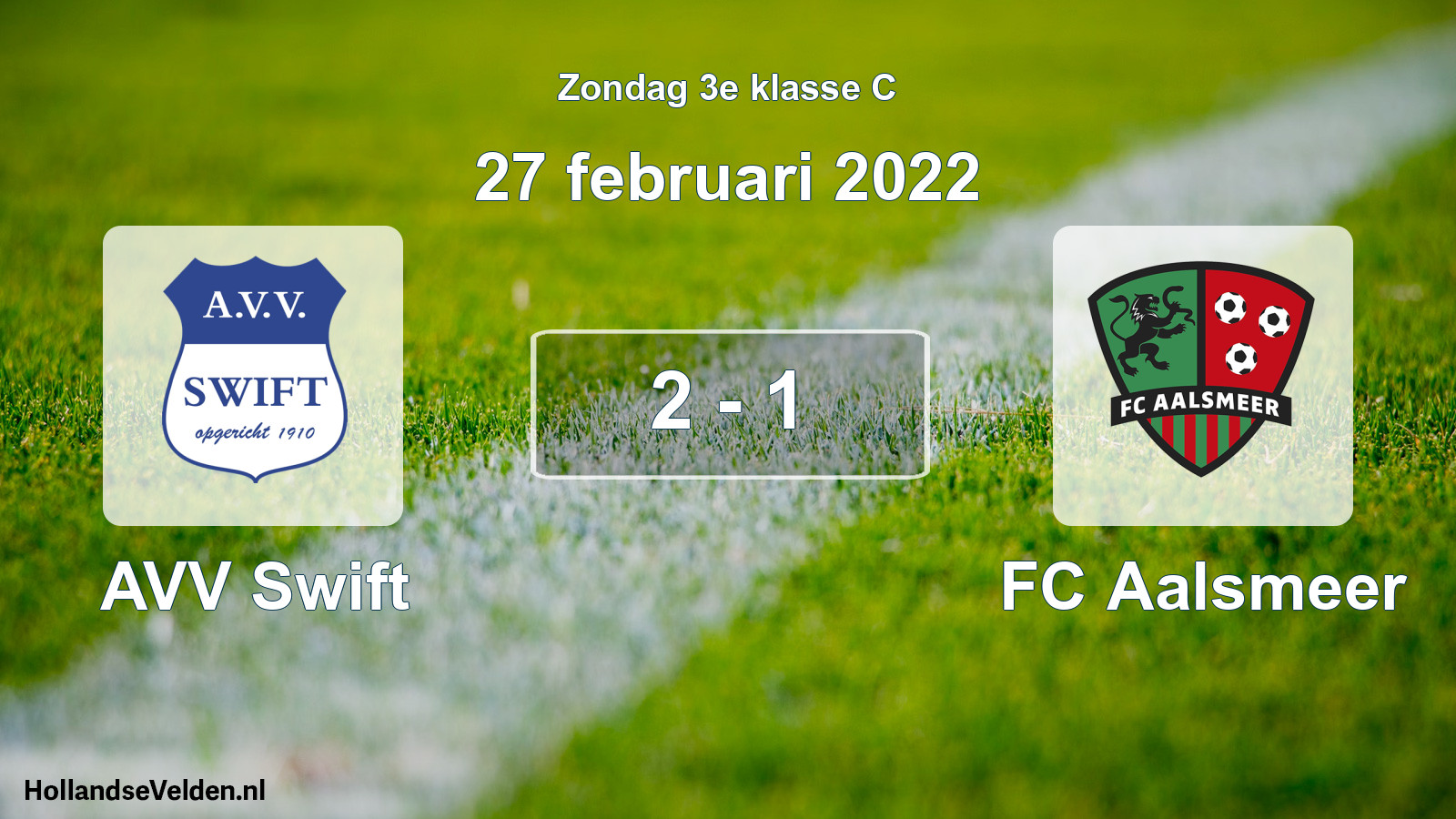 Gespeelde wedstrijd: AVV Swift - FC Aalsmeer 2 - 1 (27 februari 2022)