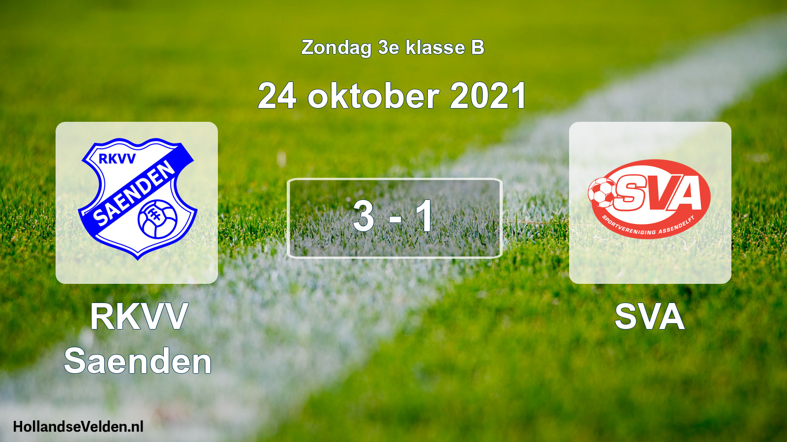 Gespeelde wedstrijd: RKVV Saenden - SVA 3 - 1 (24 oktober 2021)