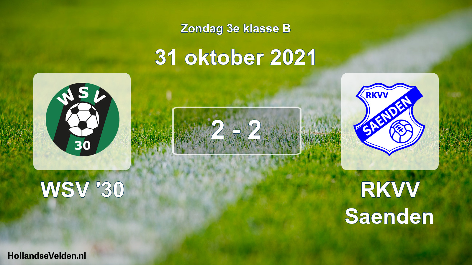 Gespeelde wedstrijd: WSV '30 - RKVV Saenden 2 - 2 (31 oktober 2021)