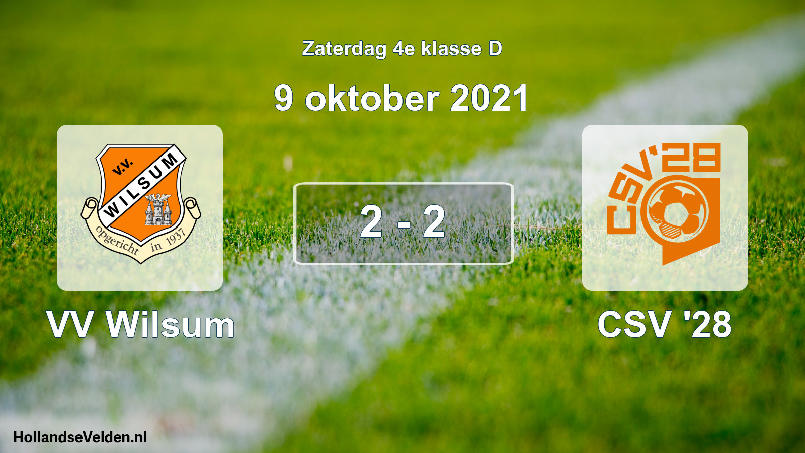 Gespeelde wedstrijd: VV Wilsum - CSV '28 2 - 2 (9 oktober 2021)