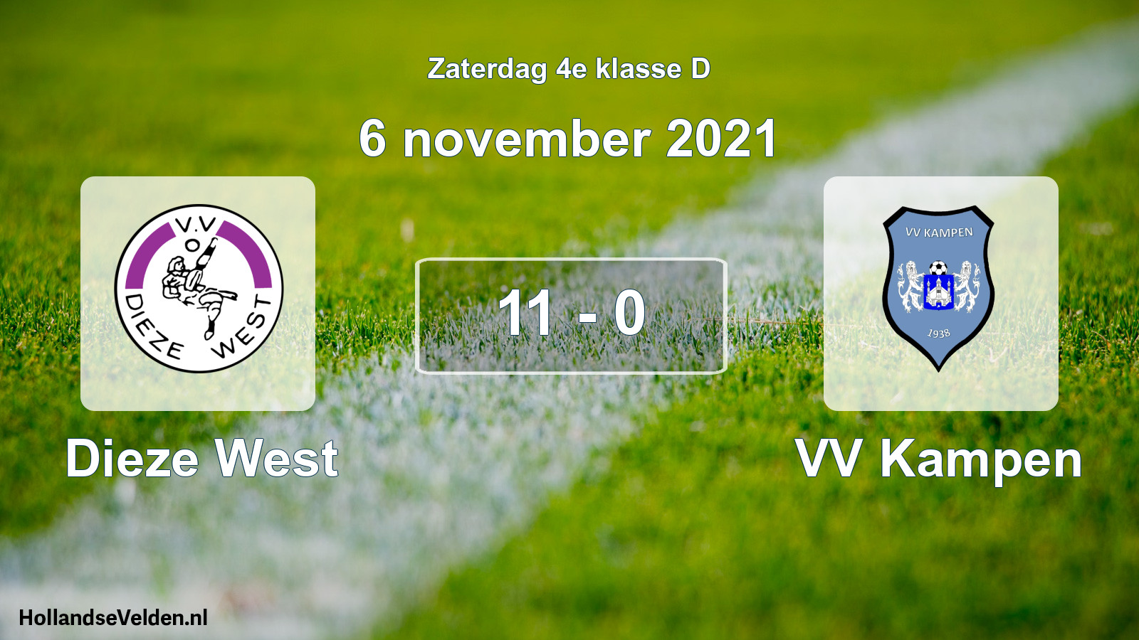 Gespeelde wedstrijd: Dieze West - VV Kampen 11 - 0 (6 november 2021)