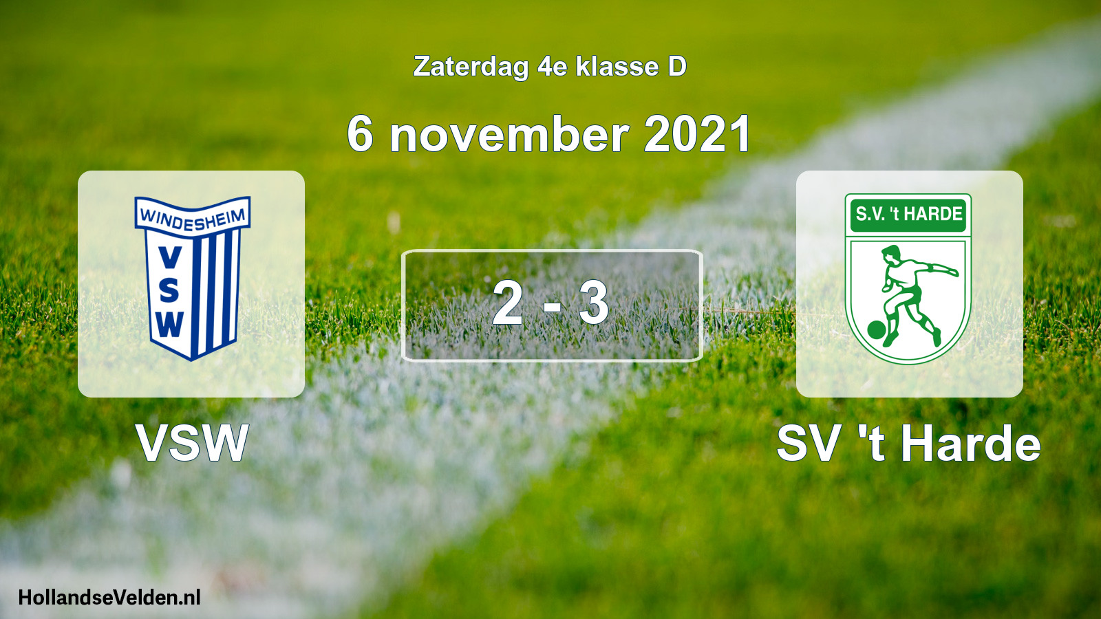 Gespeelde wedstrijd: VSW - SV 't Harde 2 - 3 (6 november 2021)
