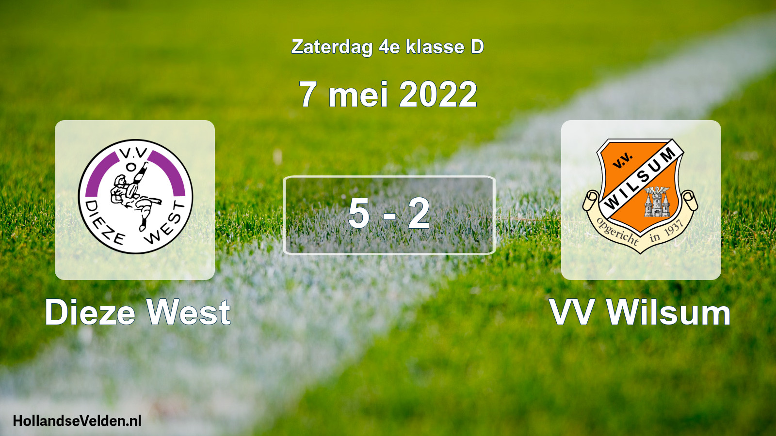 Gespeelde wedstrijd: Dieze West - VV Wilsum 5 - 2 (7 mei 2022)