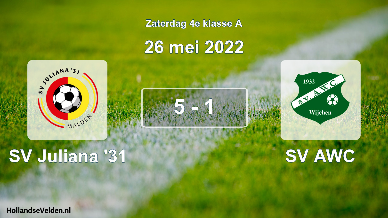 Gespeelde wedstrijd: SV Juliana '31 - SV AWC 5 - 1 (26 mei 2022)