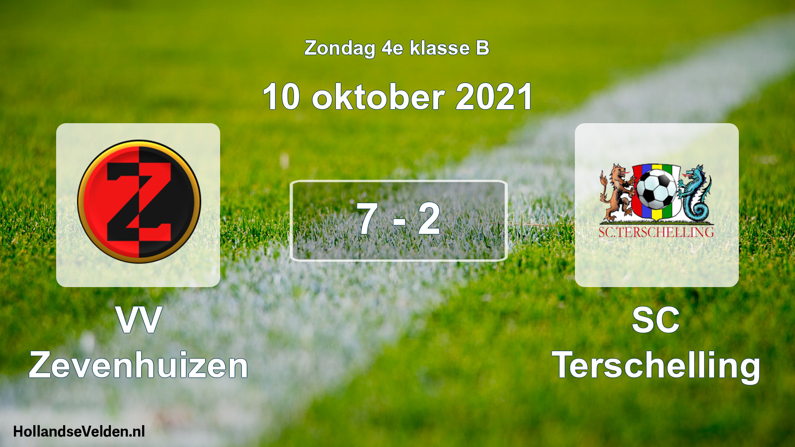 Gespeelde wedstrijd: VV Zevenhuizen - SC Terschelling 7 - 2 (10 oktober 2021)
