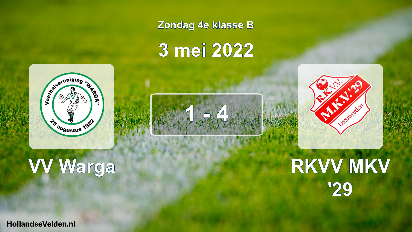 Gespeelde wedstrijd: VV Warga - RKVV MKV '29 1 - 4 (3 mei 2022)