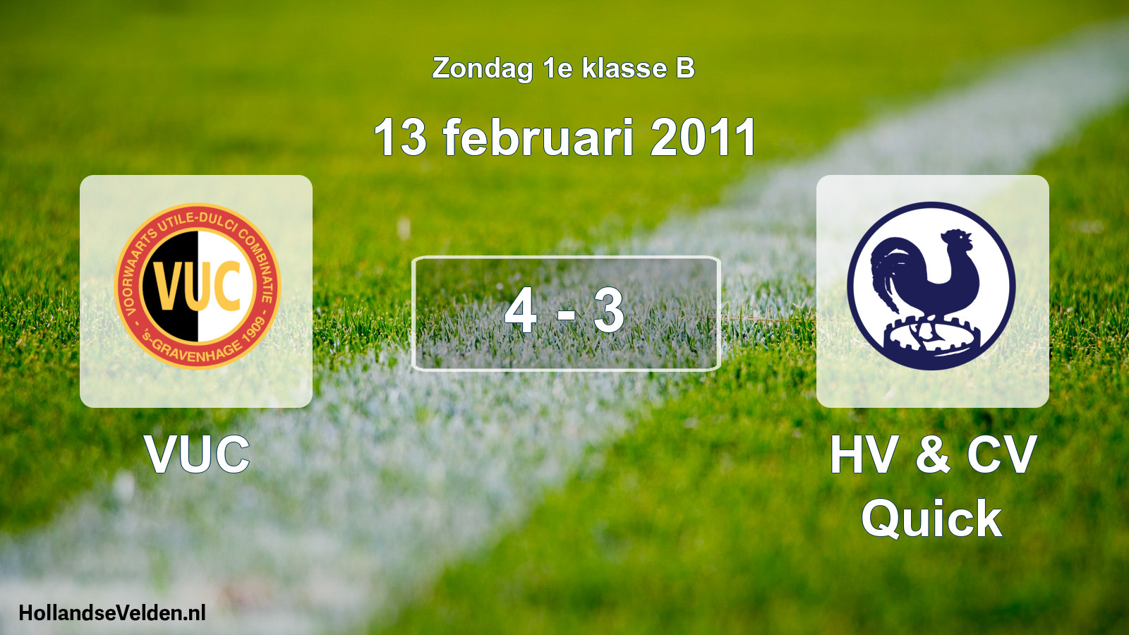 Gespeelde wedstrijd: VUC - HV & CV Quick 4 - 3 (13 februari 2011)