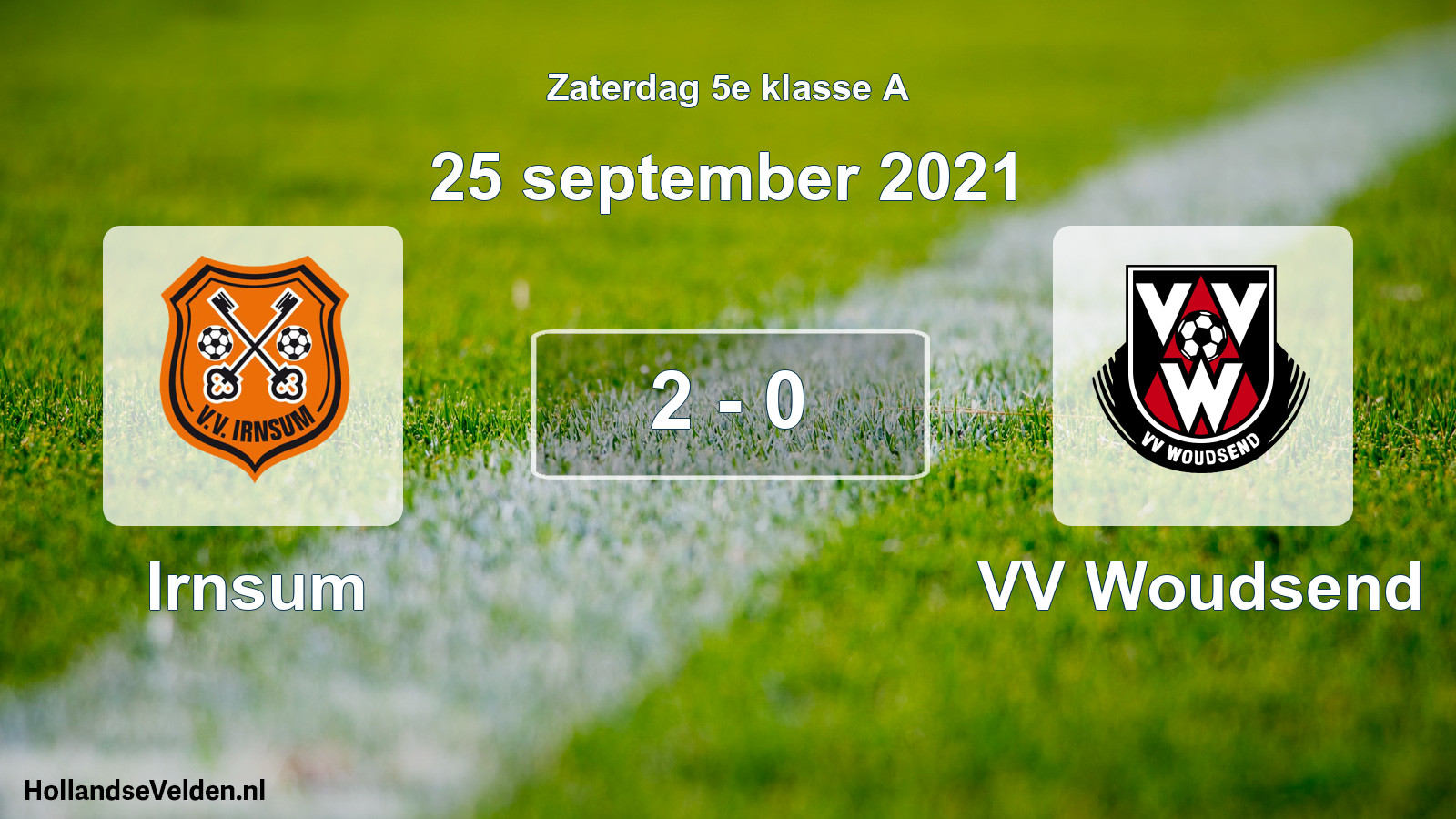 Gespeelde wedstrijd: Irnsum - VV Woudsend 2 - 0 (25 september 2021)