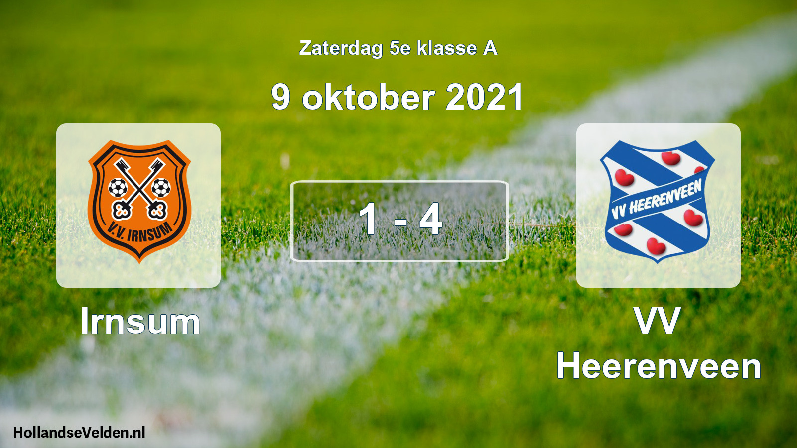 Gespeelde wedstrijd: Irnsum - VV Heerenveen 1 - 4 (9 oktober 2021)