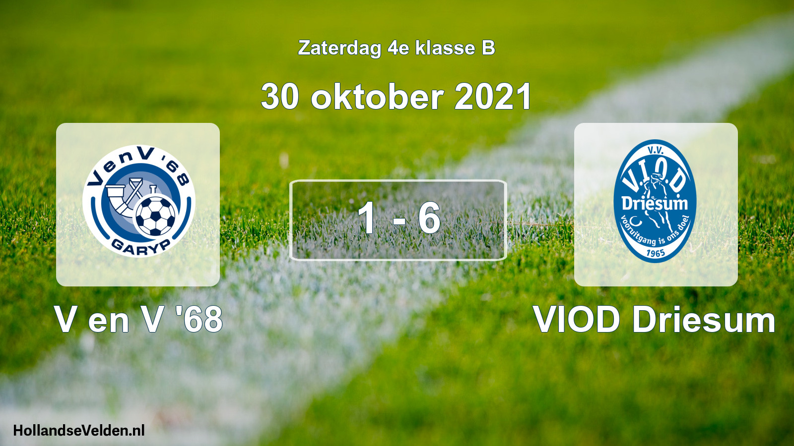 Gespeelde wedstrijd: V en V '68 - VIOD Driesum 1 - 6 (30 oktober 2021)