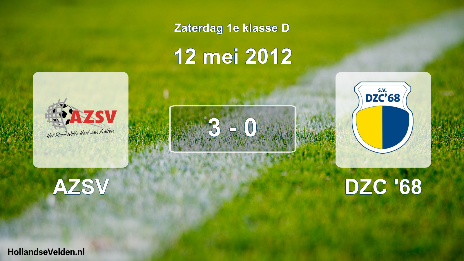 Gespeelde wedstrijd: AZSV - DZC '68 3 - 0 (12 mei 2012)