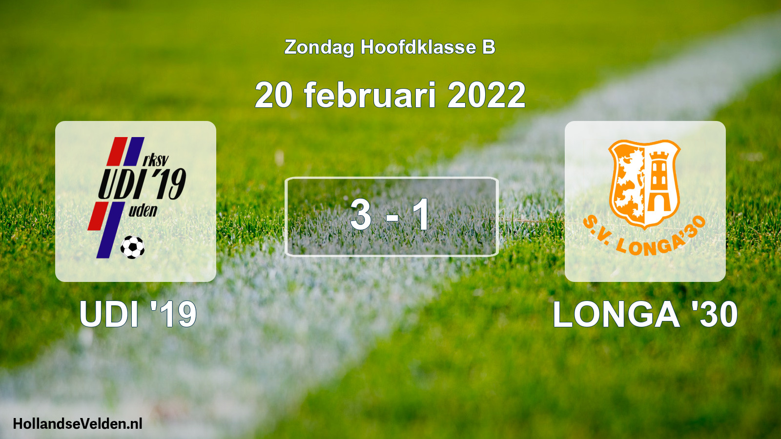 Gespeelde wedstrijd: UDI '19 - LONGA '30 3 - 1 (20 februari 2022)