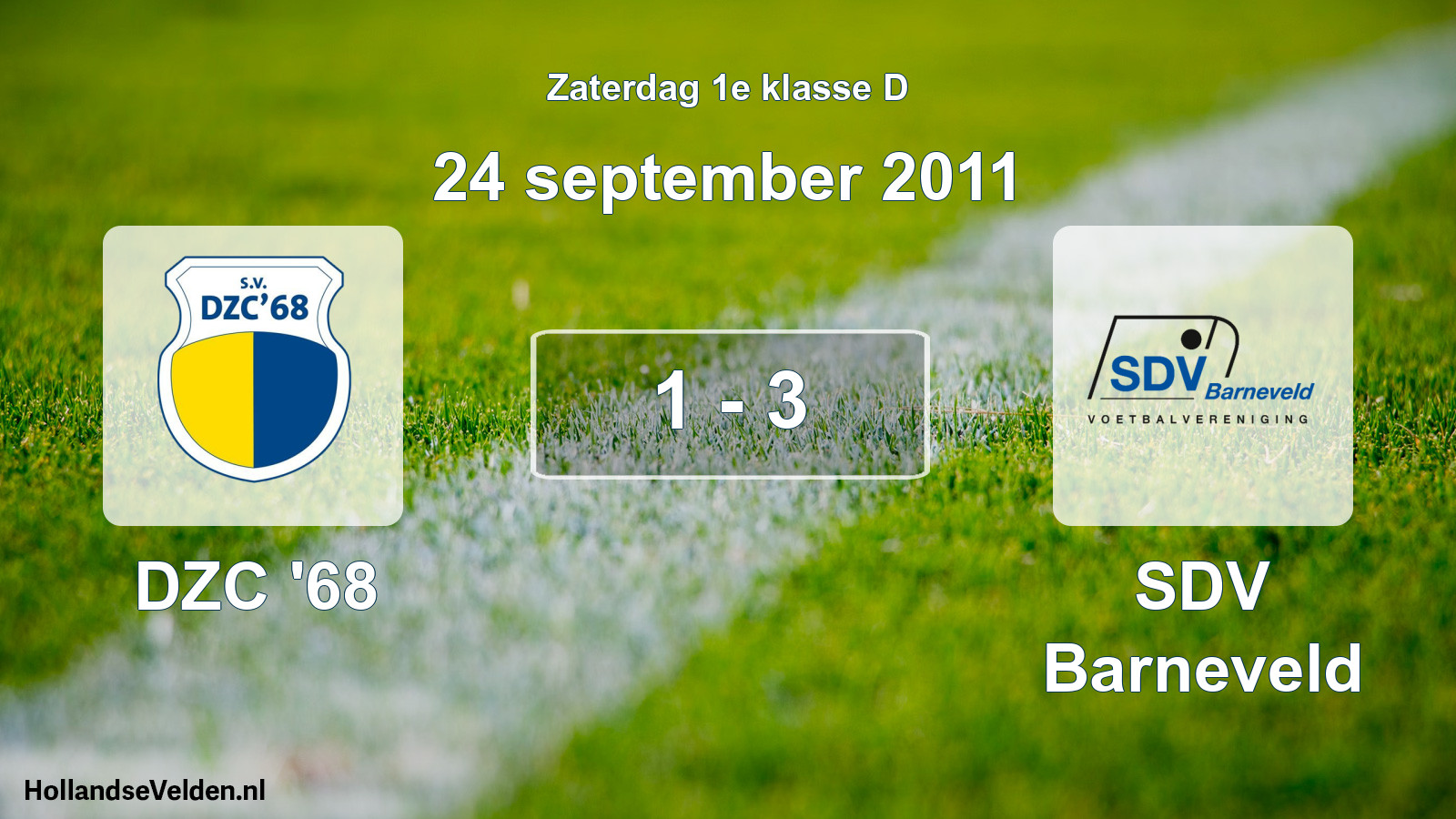 Gespeelde wedstrijd: DZC '68 - SDV Barneveld 1 - 3 (24 september 2011)