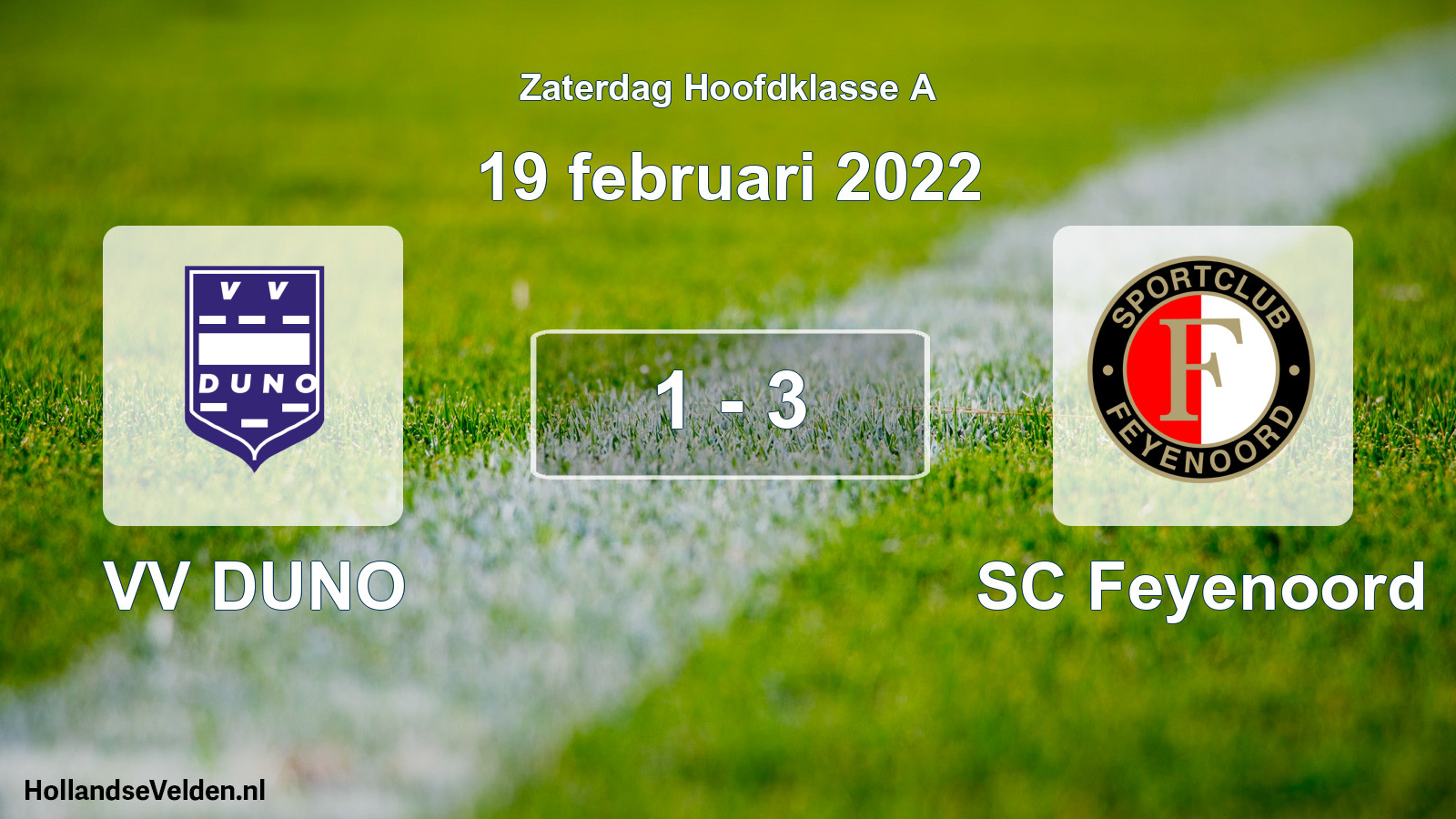 Gespeelde wedstrijd: VV DUNO - SC Feyenoord 1 - 3 (19 februari 2022)