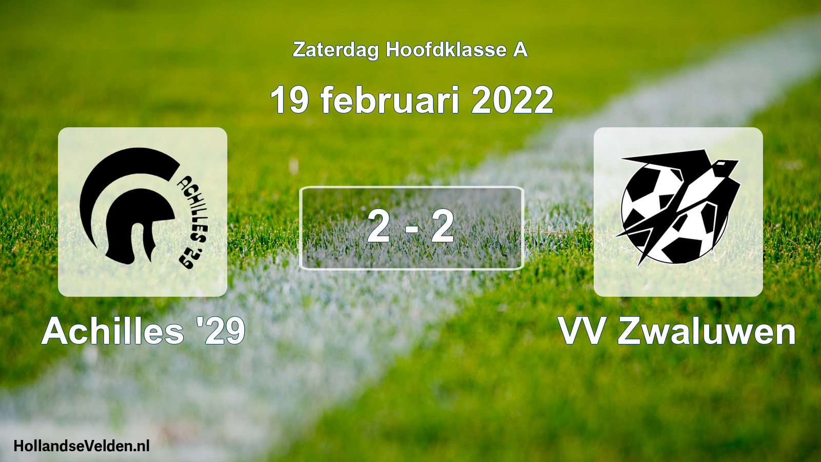 Gespeelde wedstrijd: Achilles '29 - VV Zwaluwen 2 - 2 (19 februari 2022)