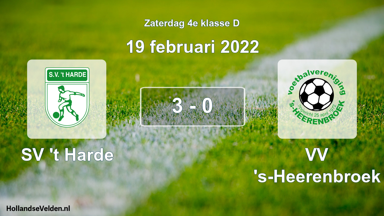 Gespeelde wedstrijd: SV 't Harde - VV 's-Heerenbroek 3 - 0 (19 februari 2022)