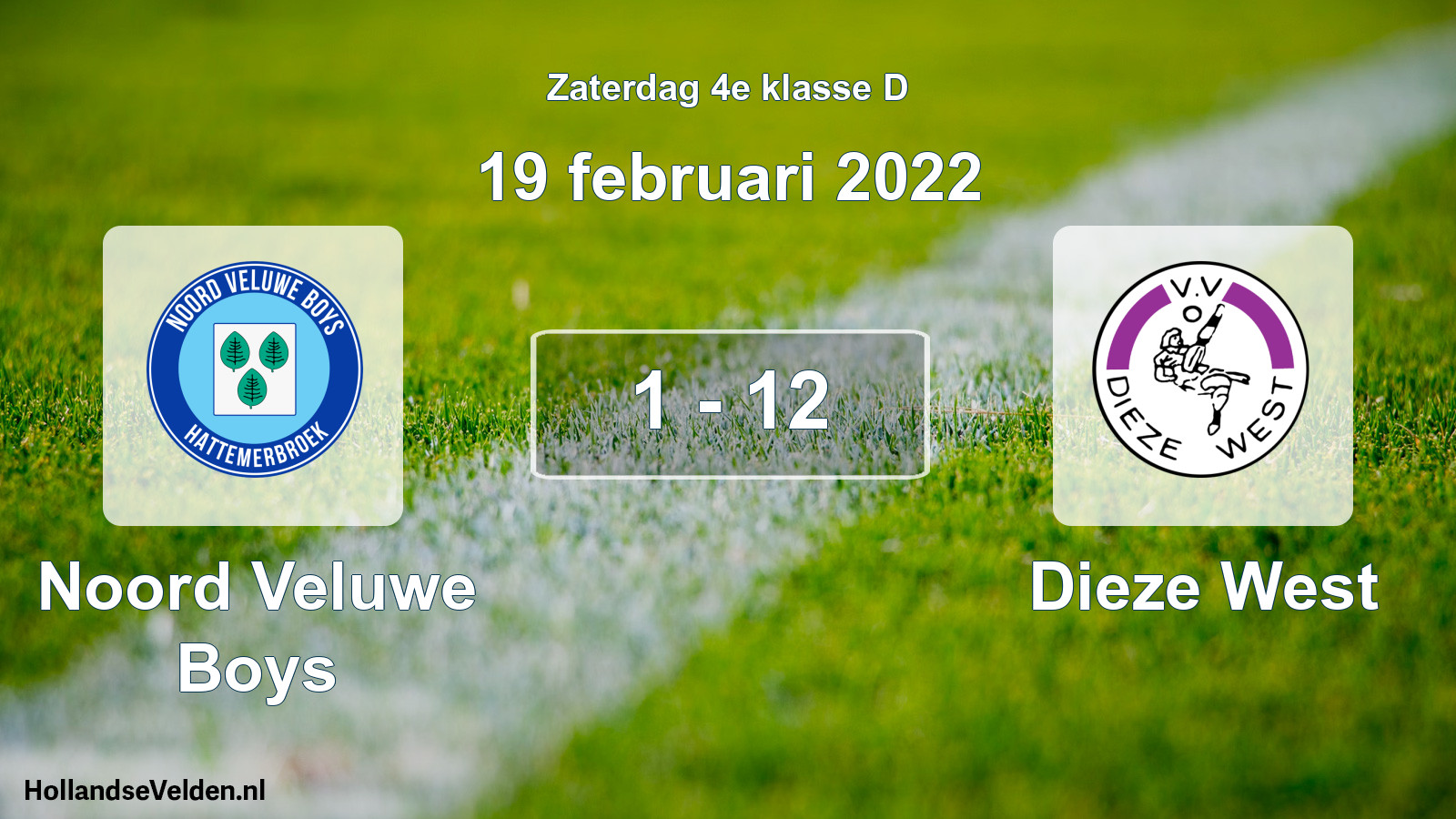 Gespeelde wedstrijd: Noord Veluwe Boys - Dieze West 1 - 12 (19 februari 2022)