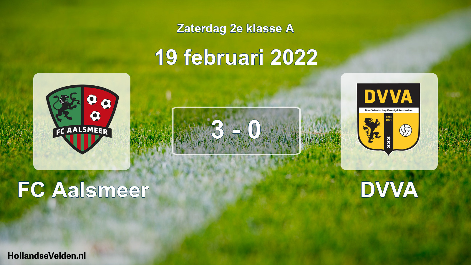 Gespeelde wedstrijd: FC Aalsmeer - DVVA 3 - 0 (19 februari 2022)