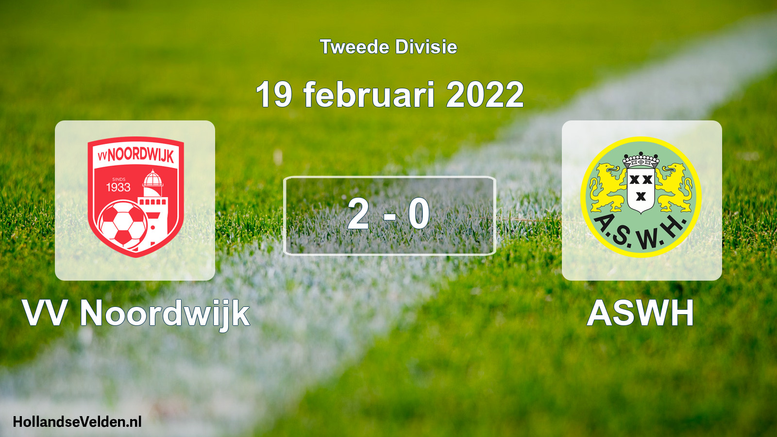 Gespeelde wedstrijd: VV Noordwijk - ASWH 2 - 0 (19 februari 2022)