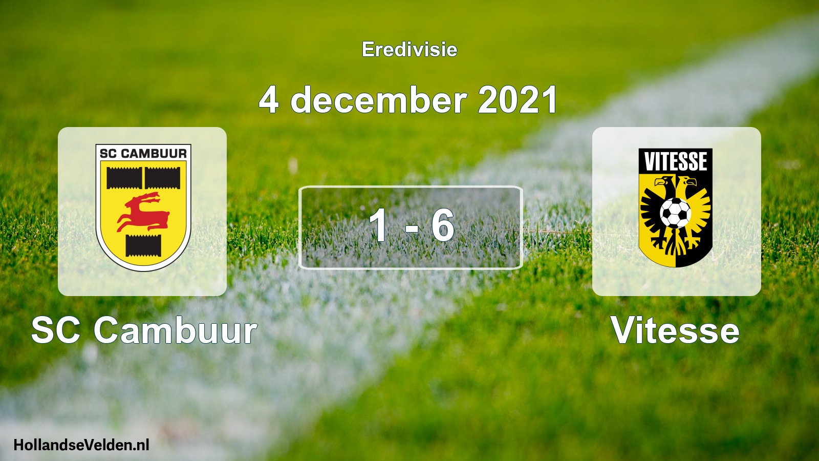 Gespeelde wedstrijd: Cambuur Leeuwarden - Vitesse 1 - 6 (4 december 2021)