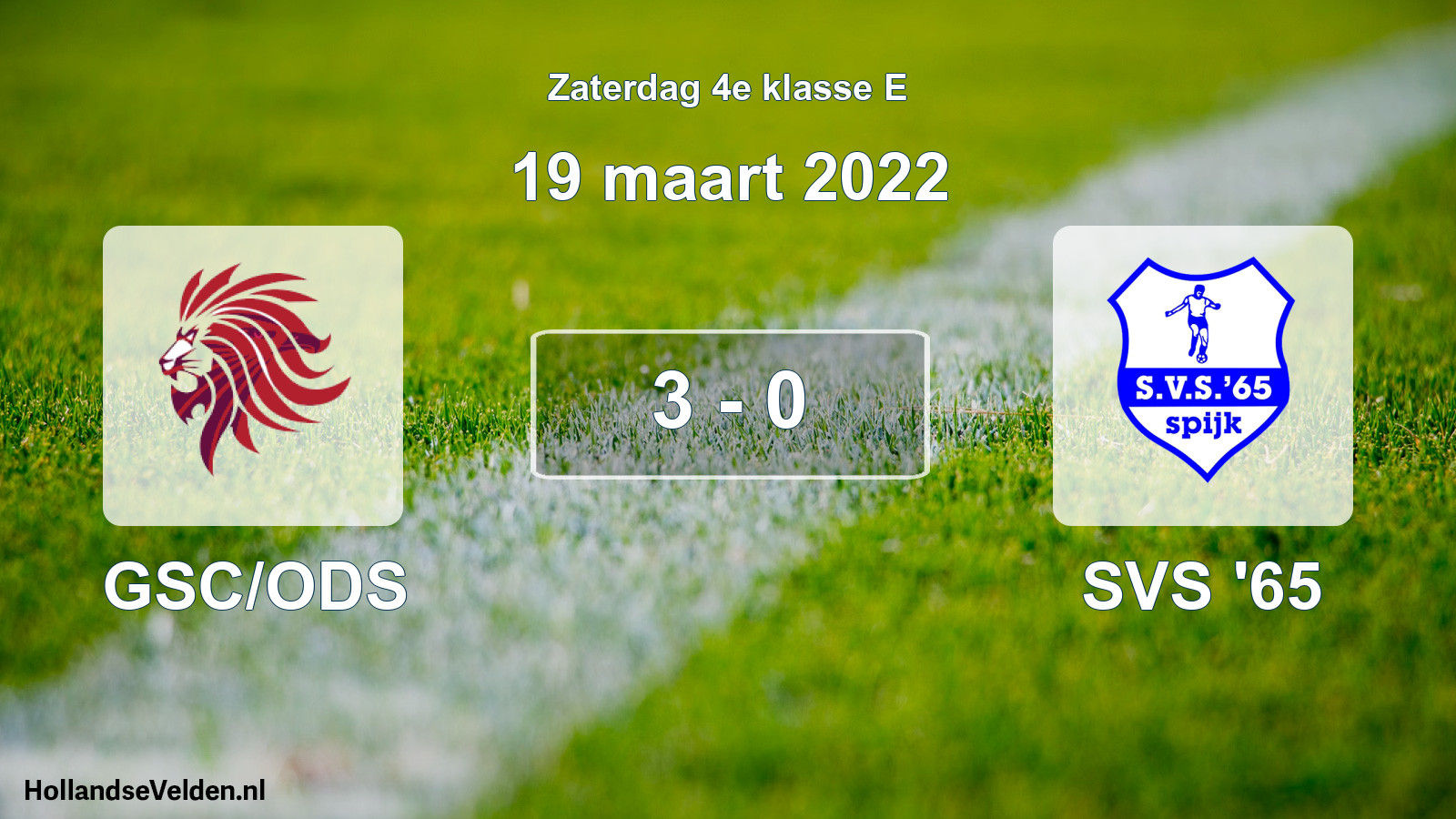 Gespeelde wedstrijd: GSC/ODS - SVS '65 3 - 0 (19 maart 2022)