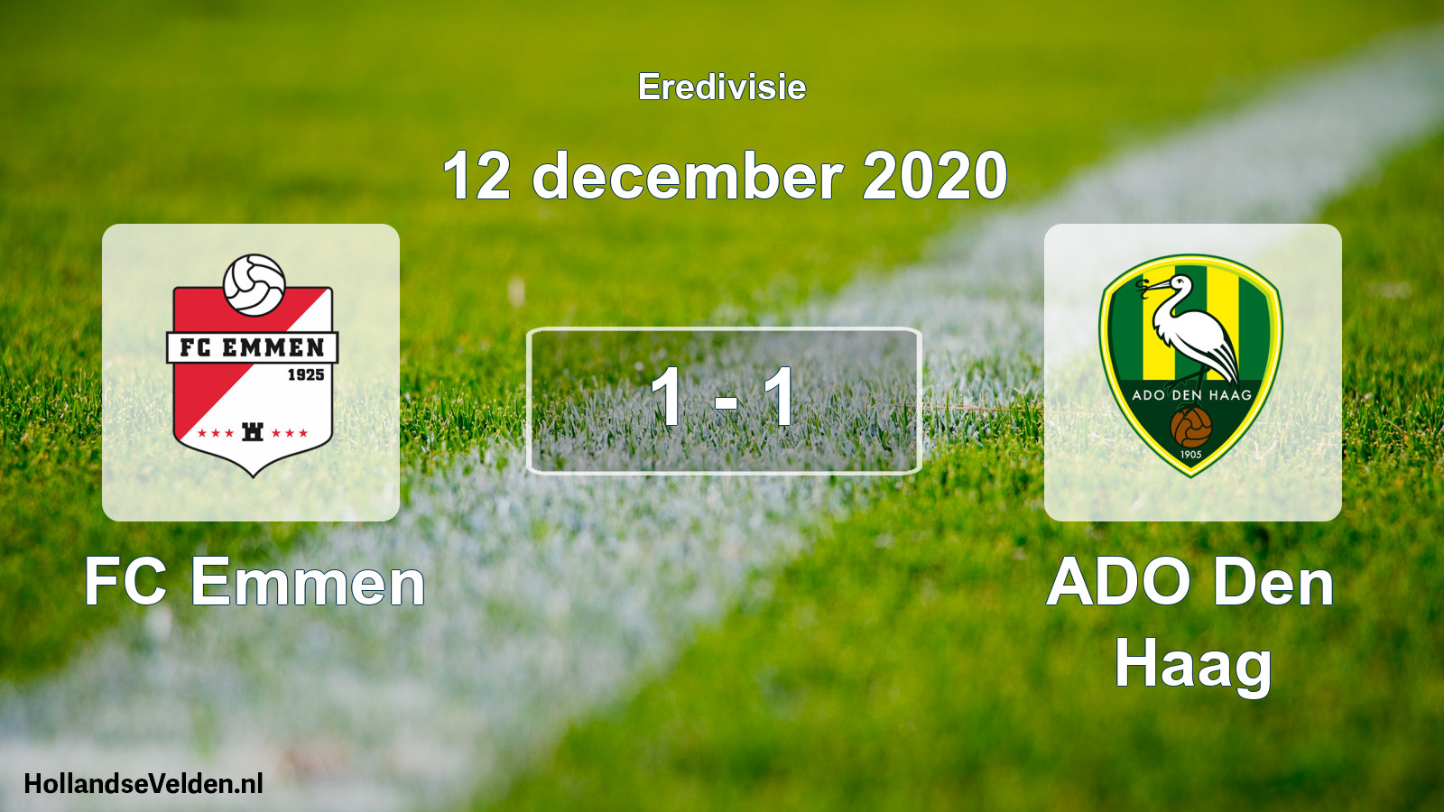 Gespeelde wedstrijd: FC Emmen - ADO Den Haag 1 - 1 (12 december 2020)