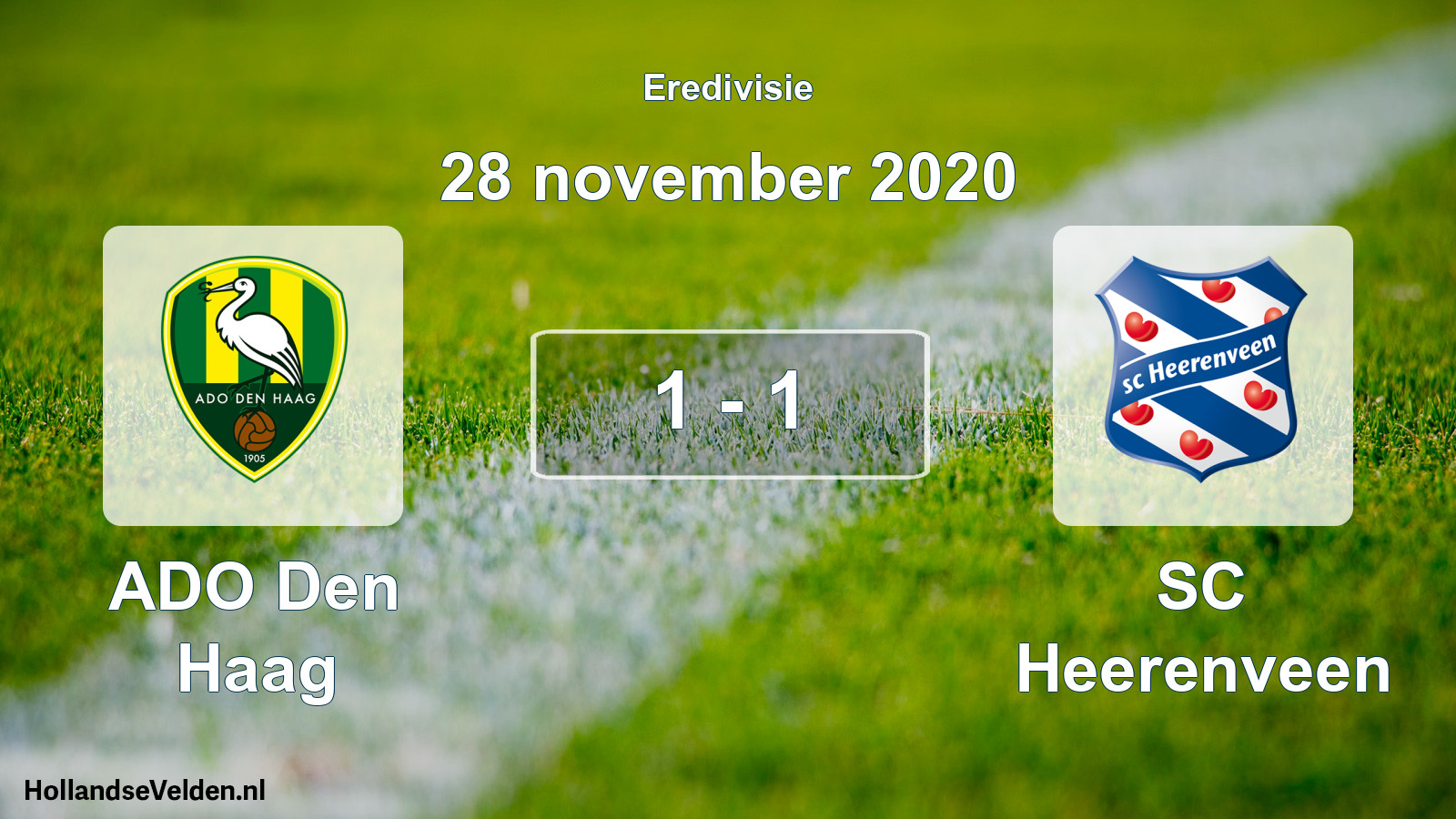 Gespeelde wedstrijd: ADO Den Haag - SC Heerenveen 1 - 1 (28 november 2020)