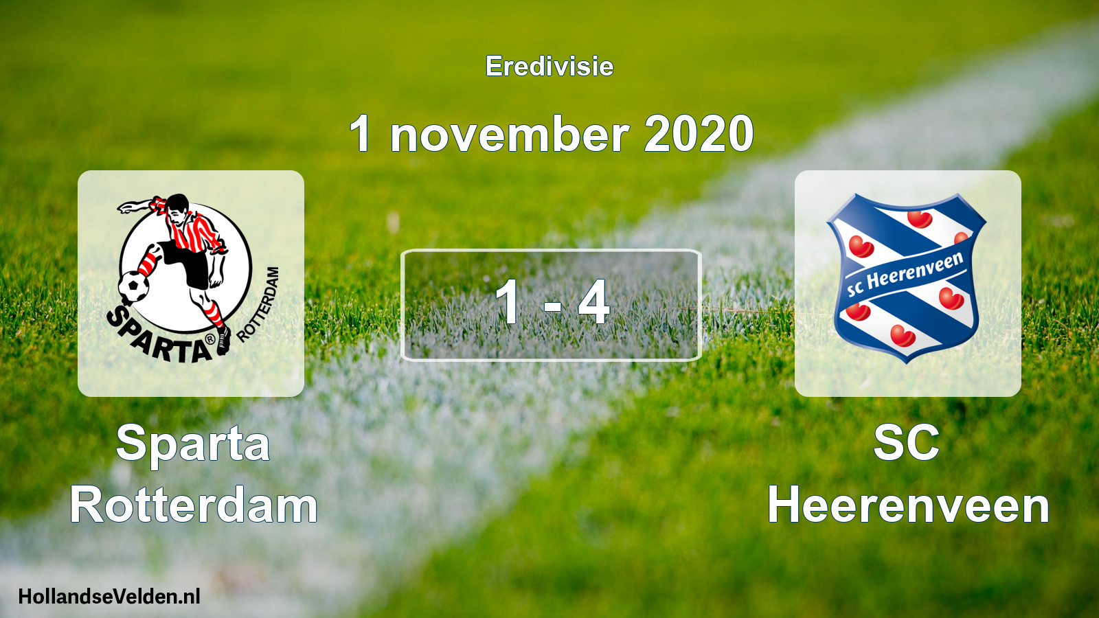 Gespeelde wedstrijd: Sparta Rotterdam - SC Heerenveen 1 - 4 (1 november 2020)