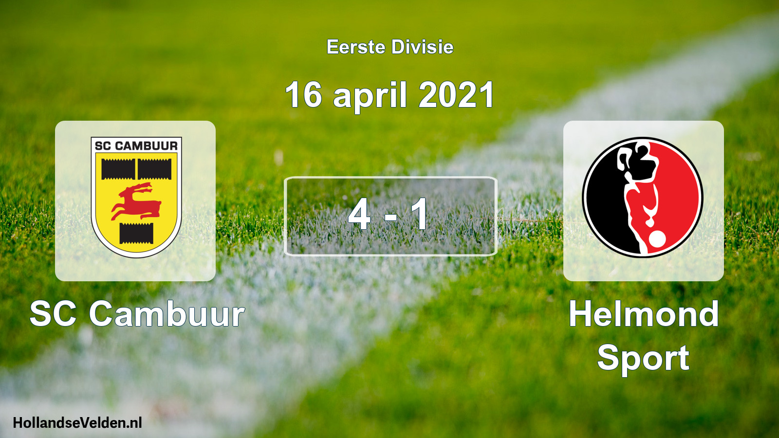 Gespeelde wedstrijd: Cambuur Leeuwarden - Helmond Sport 4 - 1 (16 april 2021)