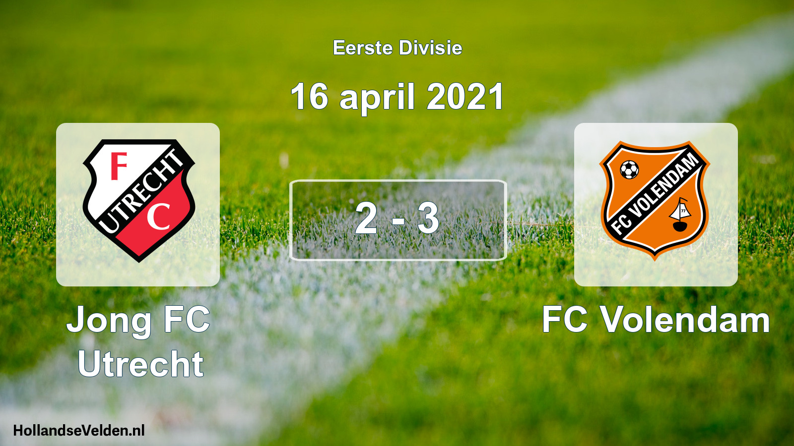 Gespeelde wedstrijd: Jong FC Utrecht - FC Volendam 2 - 3 (16 april 2021)