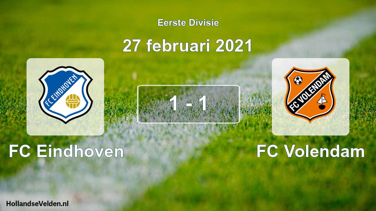 Gespeelde wedstrijd: FC Eindhoven - FC Volendam 1 - 1 (27 februari 2021)