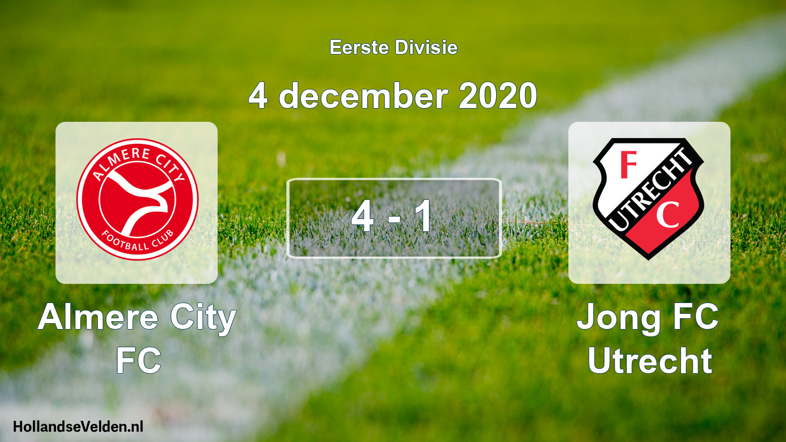 Gespeelde wedstrijd: Almere City FC - Jong FC Utrecht 4 - 1 (4 december 2020)