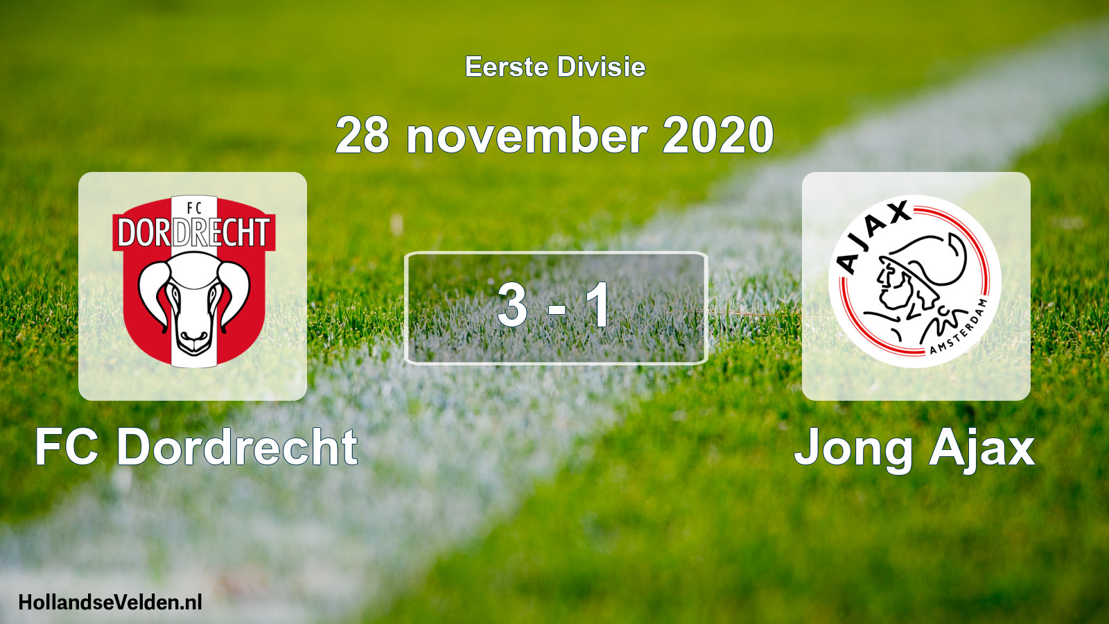 Gespeelde wedstrijd: FC Dordrecht - Jong Ajax 3 - 1 (28 november 2020)