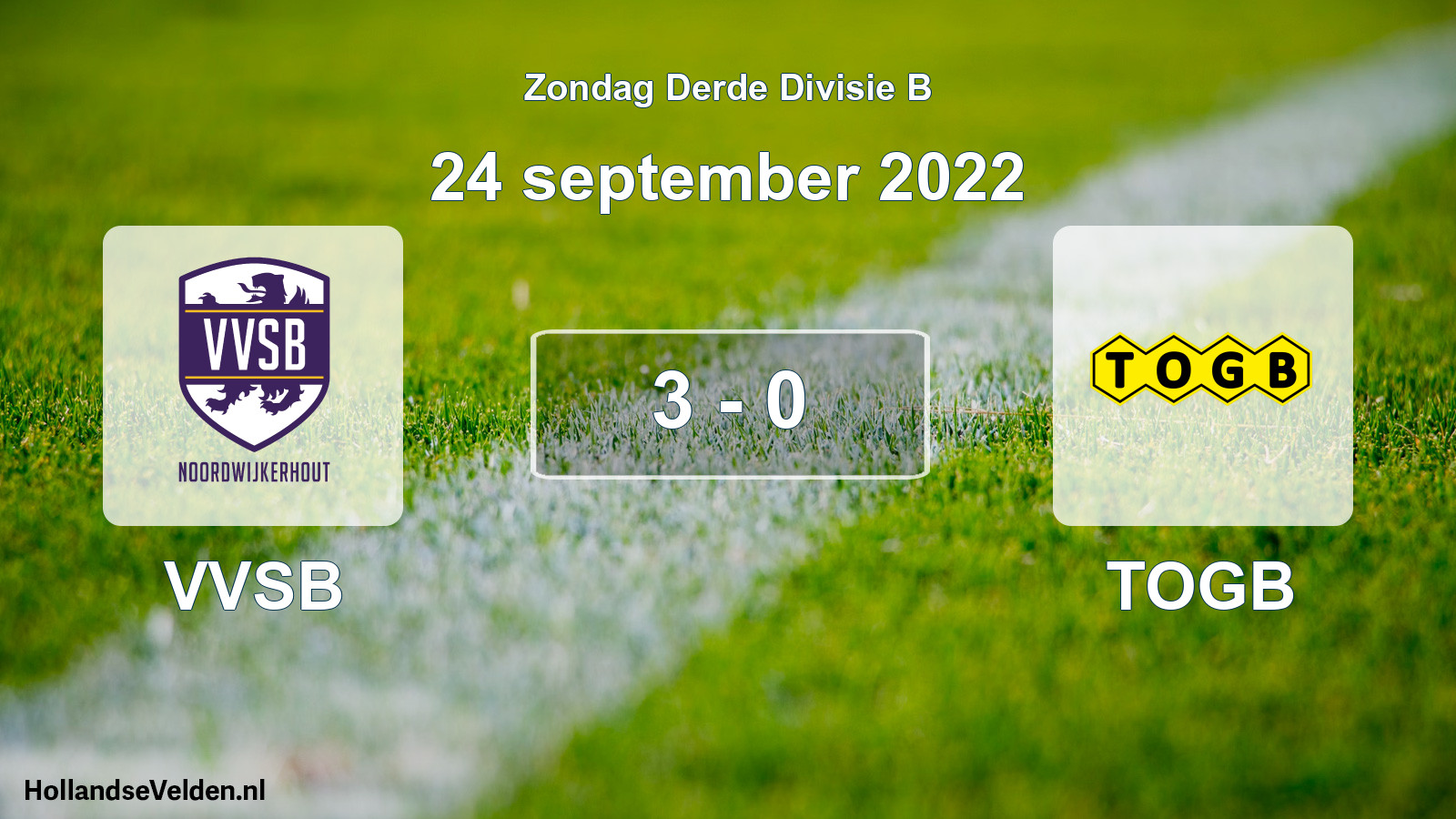 Gespeelde wedstrijd: VVSB - TOGB 3 - 0 (24 september 2022)