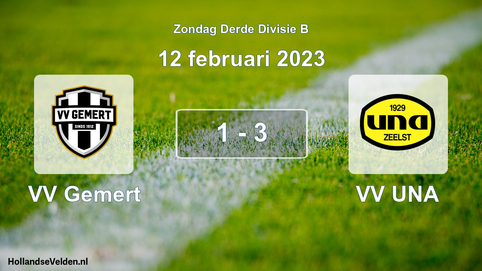 Gespeelde wedstrijd: VV Gemert - VV UNA 1 - 3 (12 februari 2023)